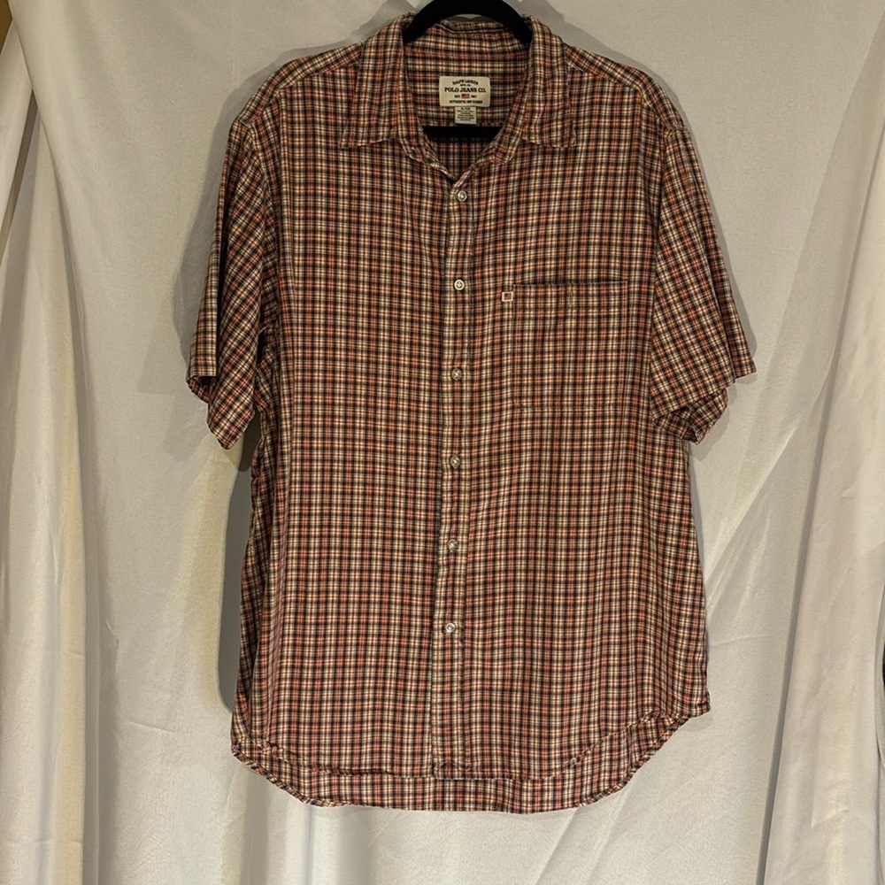 Ralph Lauren Polo Jeans Co Plaid Short Sleeve Button down Shirt Size CL